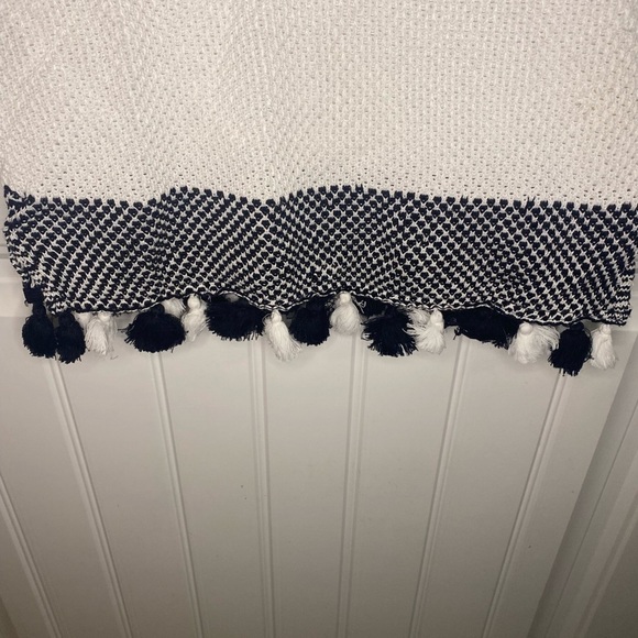 Anthropologie White Allen Sweater Tee with Black and White pom detail - Picture 5 of 9